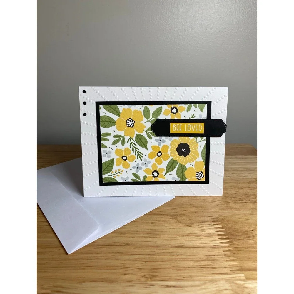 Bee & Flowers Greeting Card – Handmade A2 Card – All Occasion Blank Card